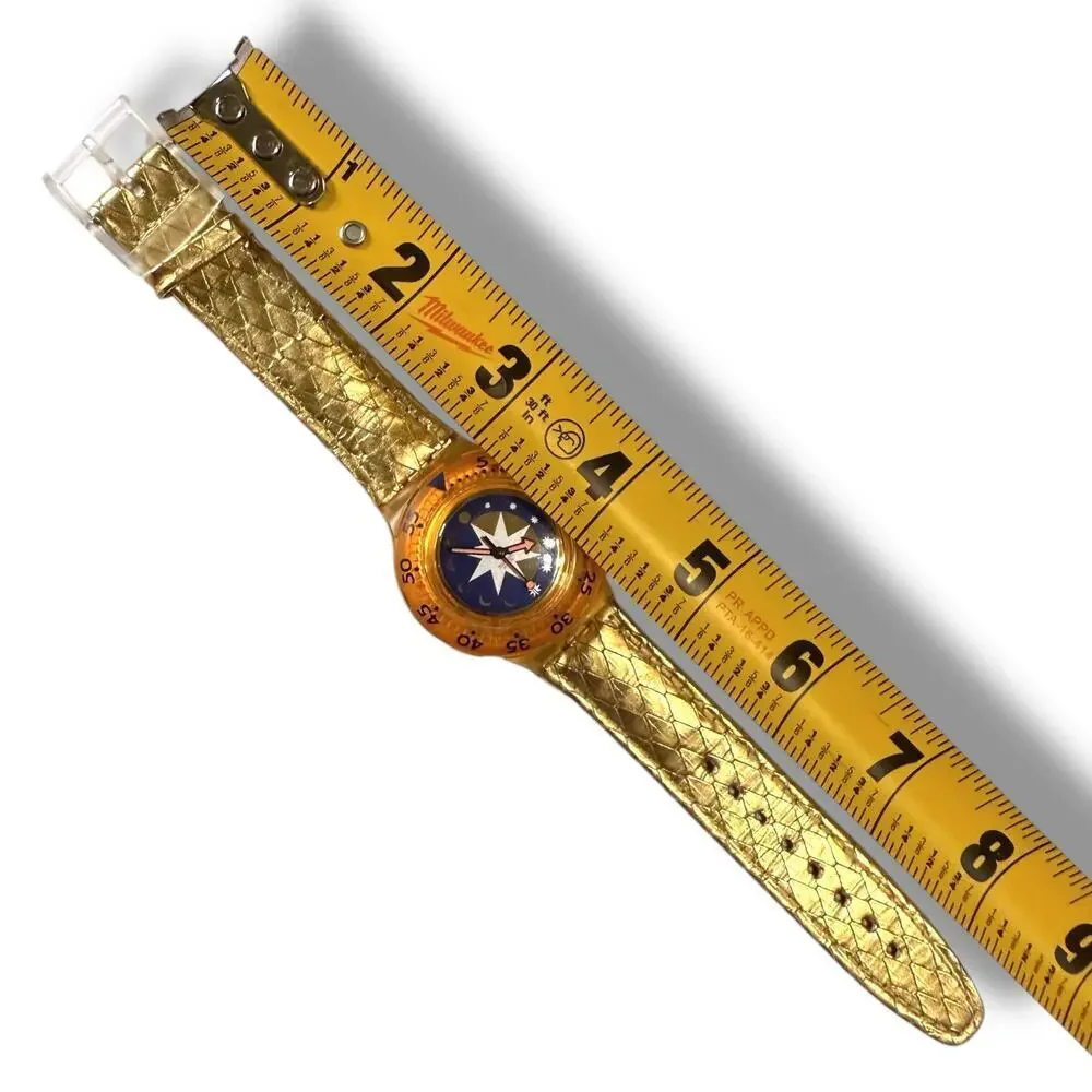 Vintage Swatch Scuba 200 Golden Island model SDK112 Orange Gold Blue Quartz RUNS